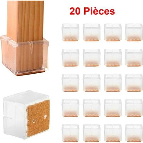 Silicone Chaise Casquettes Pieds Tampons Mobilier Table Couvre Protège Jambes Antidérapant Feutre (Carré-20PCS/30-35mm) (1/4)
