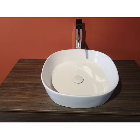 Lavabo Round appoggio salvaspazio 44x44 stondato in ceramica (1/3)