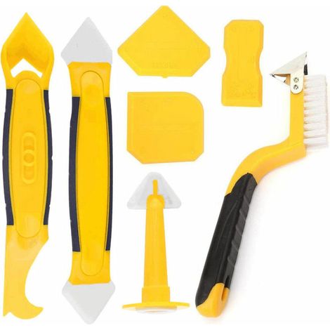 Set di 7 utensili per silicone, strumento per la rimozione del sigillante con raschietto, strumento per la rimozione del sigillante in silicone per bagno e cucina