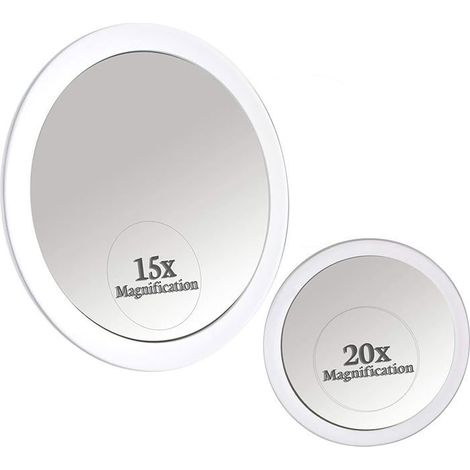 Miroir Grossissant 20X Et 15X Avec Ventouse Pour Salle De Bain,Petit Miroir Rond Grossissant Pour Maquillage,10Cm Et 15Cm[CA77] (1/5)