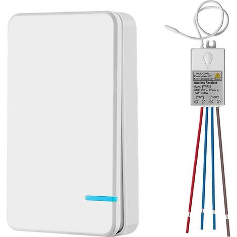 Mini interrupteur sans fil avec mini récepteur - Interrupteur sans fil - Pour l'extérieur - 400 m - 40 m - Télécommande RF 433 MHz - Lampe LED IP54 - Protection contre la vapeur (1/4)