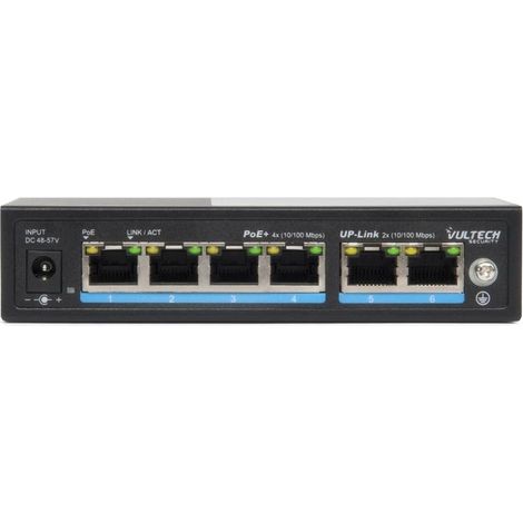 Vultech Security Switch PoE+ (Unmanaged) 4 porte 10/100 FE + 2 porte Uplink 10/100 FE (1/5)