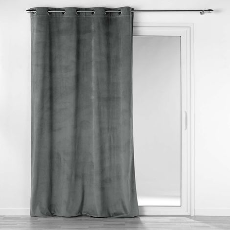 Rideau à oeillets 140 x 260 cm velours côtelé Casual Anthracite (1/4)