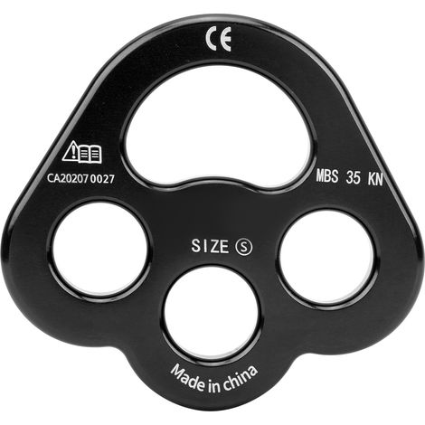 Plaque de force d'escalade Camnal avec 3 trous et corde, équipement d'ancrage et diviseur noir pour rigging (1/5)