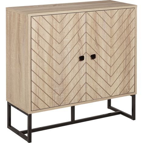 Buffet meuble de rangement 2 portes bois et pieds en métal noir dim. 80L x 29,5l x 80H cm. produit de haute qualité, durable et pratique.