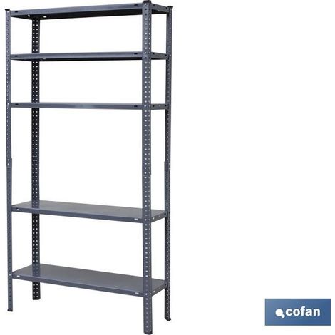 Estantería metálica en color blanco y gris de 5 baldas con tornillos y escuadras COFAN Gris 180 x 90 x 30 cm