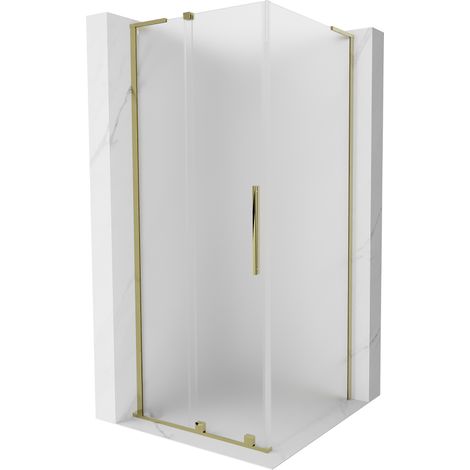 Mexen Velar L cabine de douche coulissante 90 x 90 cm, givrée, or - 871-090-090-33-50 (1/5)
