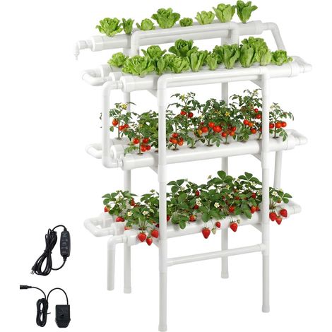VEVOR Kit Sistema di Coltivazione Idroponica a 3 Livelli e 90 Siti con Tubi in UPVC, Irrigazione Temporizzata, Tubi che Bloccano Sole e Luce, Coltivazione per Ortaggi da Interno, Giardino Domestico (1/5)