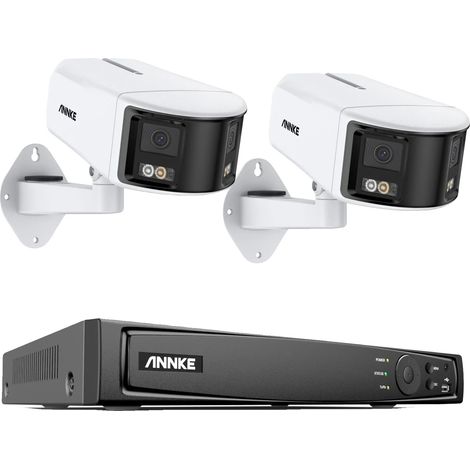 Caméra de sécurité, 8MP Double objectif, Vue panoramique à 180°, Kits 2Pcs NVR 8CH, Aucun (1/2)