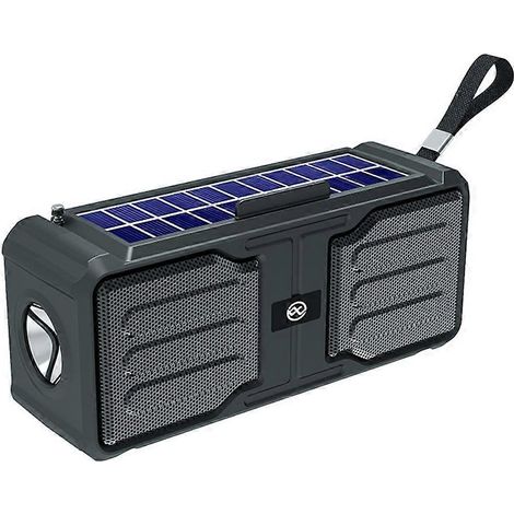 Schwarzer, wasserdichter Solar-Bluetooth-Lautsprecher – Stereo-Lautsprecher mit integrierter Taschenlampe (1/5)