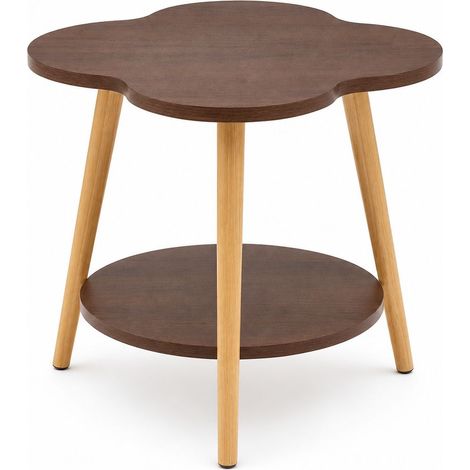 Tavolino Laterale a Doppio Ripiano 40x50 cm – Design Moderno in Finitura Noce Scuro – Struttura Robusta per Soggiorno e Camera da Letto (1/5)