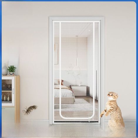 Moskitonetztür mit Reißverschluss – Katzen- und Welpentrenner – Für Balkon, Tür, Fenster – 1 Stück (1/5)