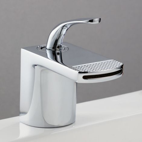 Wasserfall-Waschtischarmatur für Badezimmer, Warm- und Kaltwasser, kreative weiße Badezimmerarmatur, Silber