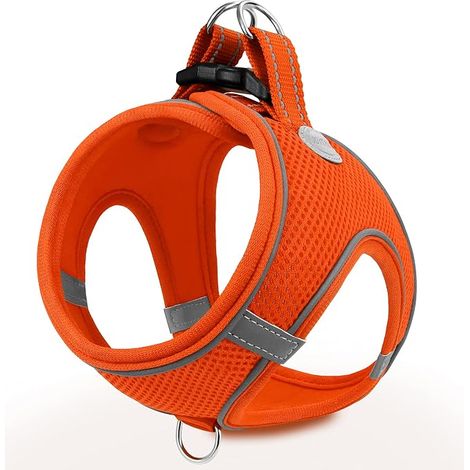 Breathable Mesh Dog Cat Harness - Orange M (1/5)