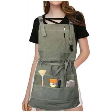 Tablier Toile - 453 g - 4 Grandes Poches + 6 Petites Poches - Réglable M à XXL - Pour Peinture Menuiserie Jardinage Cuisine - 1 Pièce (1/5)