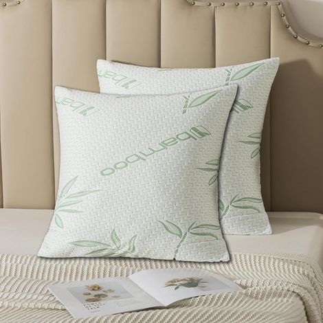 Protege Oreiller 65x65cm Lot de 2 Impermeable -Fermeture enveloppe - Respirant Housse Oreiller Anti-allergénique et 100% Bambou, Protege Oreiller Anti Acarien (1/5)