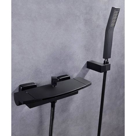 Wand-Badewannenarmatur, Cascade – Schwarz