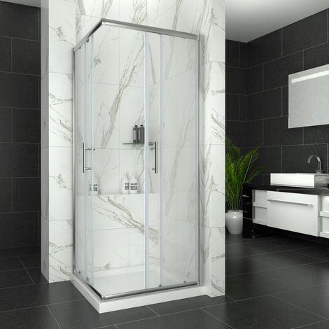 ELEGANT Square Enclosure Sliding Corner Entry Cubicle 1200 x 1000 mm (1/5)