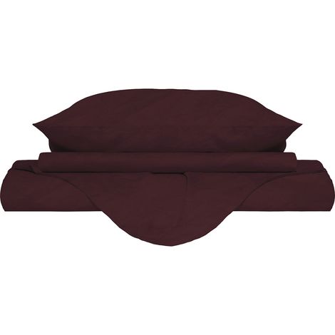 Copripiumino Matrimoniale con Sacco e Federe Linea Water Washed Bordeaux