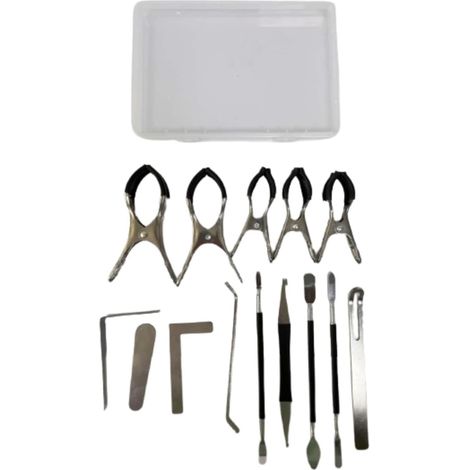Kit d'outils de réparation de Saxophone 14x, Kit de réparation robuste avec pinces, Kit d'entretien, outils de nivellement de tampon de Saxophone (1/5)
