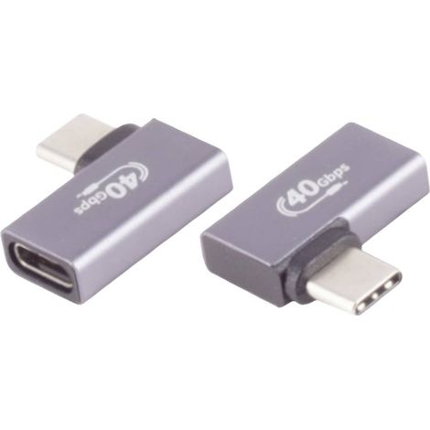 Adaptateur USB-C ®, 4.0, angle 90° gauche/droite, Pro Adaptateur/prolongateur coudé 10080135 BKL Ele