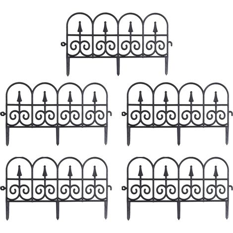 Toivize-Clôture de Jardin PVC - Décorative - Bordure Paysagère - Noire 5 Pièces - Barrière Extérieure Robuste Résistante Intempéries Facile à Installer (1/5)