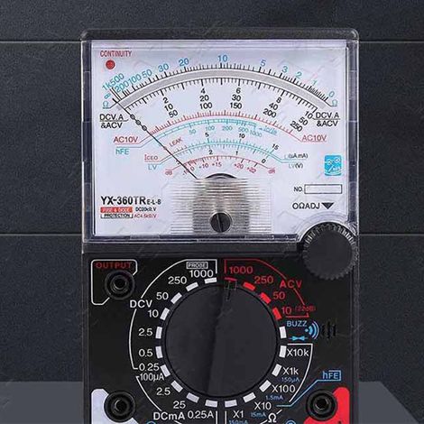 Multimètre à aiguille, ampèremètre, voltmètre, ohmmètre avec sondes, outil pédagogique et de maintenance YX-360TRE-L-B (avec avertisseur sonore) (1/5)
