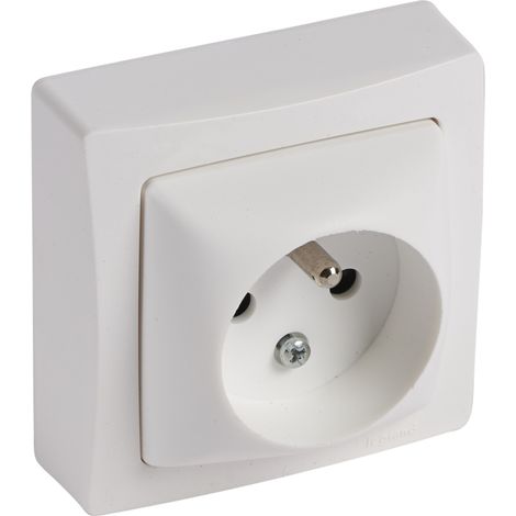 Enchufe Legrand 2 polos tierra blanco 16A 250V superficie
