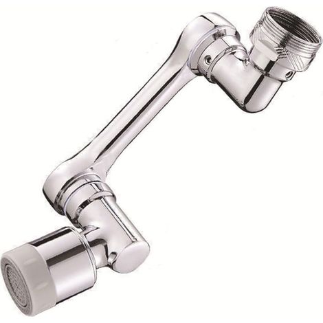 Robinet d'évier extensible pivotant à 1080°, aérateur et pulvérisateur anti-éclaboussures, lavage des mains, des cheveux et du visage, pour salle de bain et cuisine, avec 2 modes de pulvérisation, arg (1/5)
