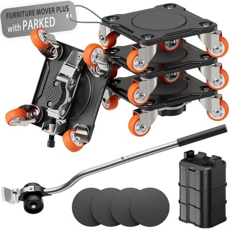 Kit Déplace Meuble Lourd avec Roues Élévateur(5 Roues Simp.Or.Parked) Deplace meuble lourd sans effort ven acier au carbone et roulettes pivotantes 360° améliorées, supporte jusqu’à 500 kg (1/5)