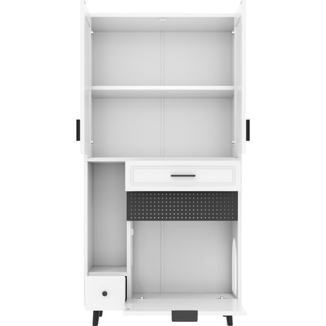 Armadio multifunzione per gatti in legno ingegnerizzato 80x40x161 cm bianco HOMVRA (1/5)
