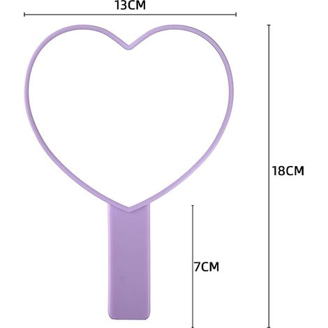 1 Miroir cosmétique, forme cœur, poignée ergonomique, miroir de voyage, portable, pour filles et femmes (1/5)