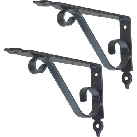 Lot de 2 équerres flottantes robustes et stables en métal - Angle de 90 degrés - Pour fixation murale et supports - Angle droit en forme de L - 200x126 mm Noir (1/5)