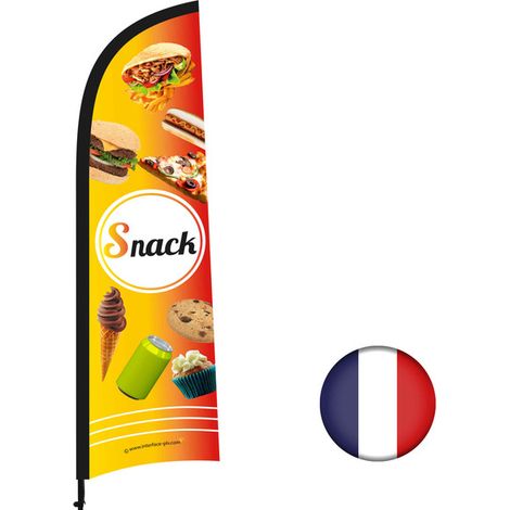 Drapeau publicitaire "Snack" 230 x 70 cm - Interface PLV