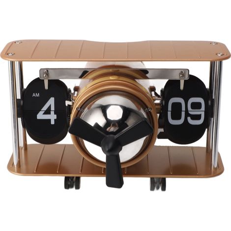 Horloge à Rabat Avion en Acier Inoxydable 304 Rétro Mécanique avec Fonction Minuteur pour Bureau Doré Design Unique et Élégant (1/5)