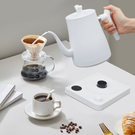 Hervidor de agua, hervidor de agua inteligente con cuello de cisne, hervidor eléctrico con temperatura ajustable, hervidor eléctrico con filtro de té, sin plástico en contacto con (1/5)