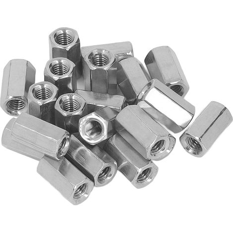 Écrous de raccord hexagonaux 20 pièces en acier inoxydable 304, longs filetages fins, pièces d’entretien (1/5)