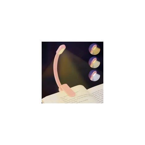 Leselampe, USB-wiederaufladbare Klemmleuchte, 3 Augenschutzmodi (Weiß/Warm/Warmweiß), 360° flexibler Hals, augenschonende Klemmleuchte zum Lesen im Bett, Pink-Crezuo