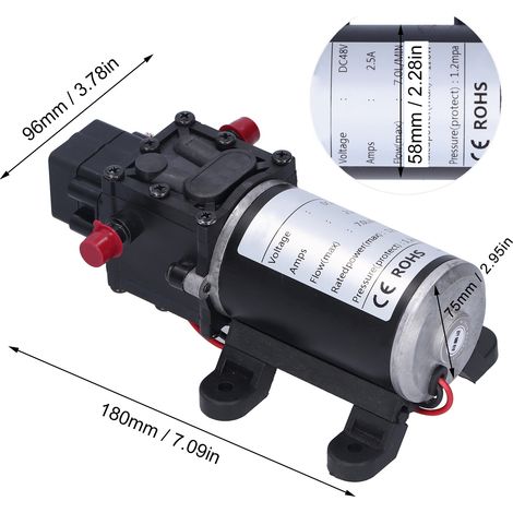Pompe à membrane intelligente CC 48 V 120 W, débit 7,0 L/min, atomisation automatique, haute pression (1/5)