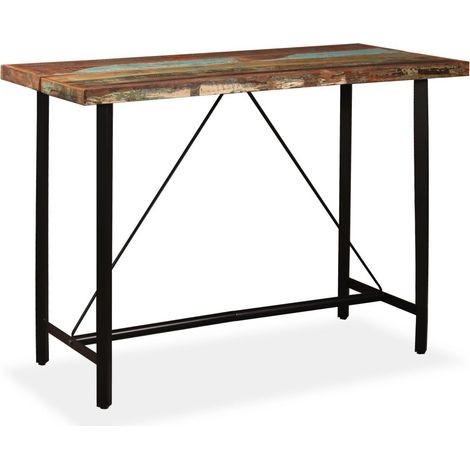 Tavolo da pranzo alto da bar bistrot in legno massello di recupero 150 cm