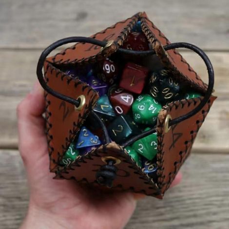 Pochette à dés polygonaux en cuir PU avec cordon de serrage pour jeu de rôle sur table (1/4)