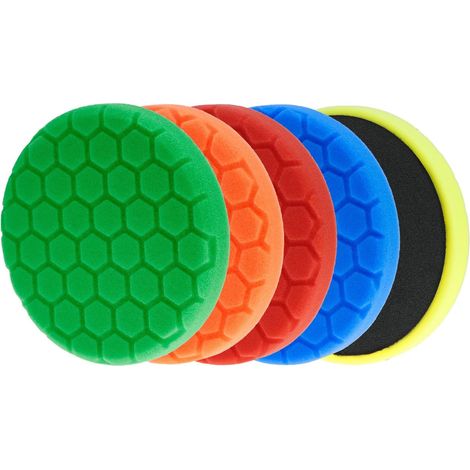 Set de 5 Éponges de Polissage 125mm Hex Logic, Kit de Polissage pour Voiture, Bateau, Moto – Mousse de Haute Qualité (1/5)