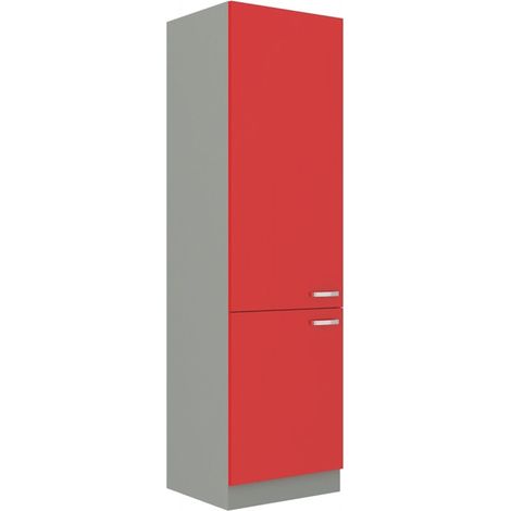Küchen Hochschrank 60 Glanz Rot + Grau Küchenzeile Küchenblock Küche Rose Bianca (1/4)