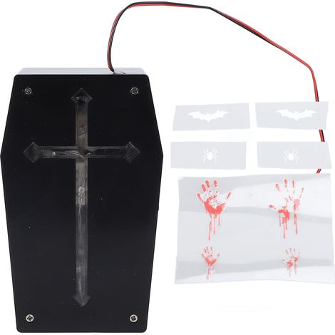 LED-Soundbox mit integriertem Lautsprecher in Sargform für Spukhäuser. Dekoratives Accessoire: Gruselige Soundbox mit LED-Soundsteuerung. (1/5)
