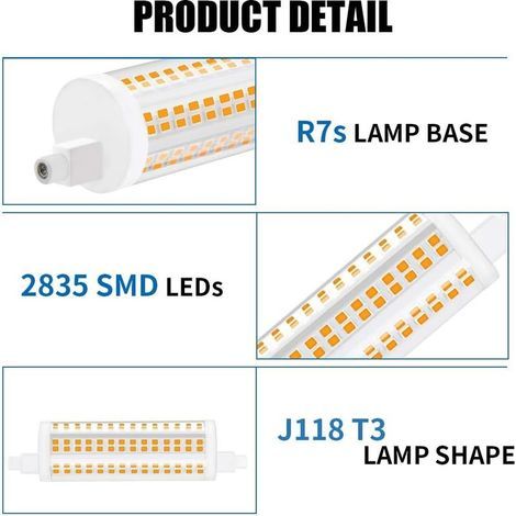 20W 118mm R7s Dimmable Ampoule LED J118 Lumière du jour 4000K 2200lm double extrémité spot équivaut à 200W ampoule halogène pour maison, salon, balcon, hôtel, restaurant, etc(2pcs) [Classe énergétique (1/4)