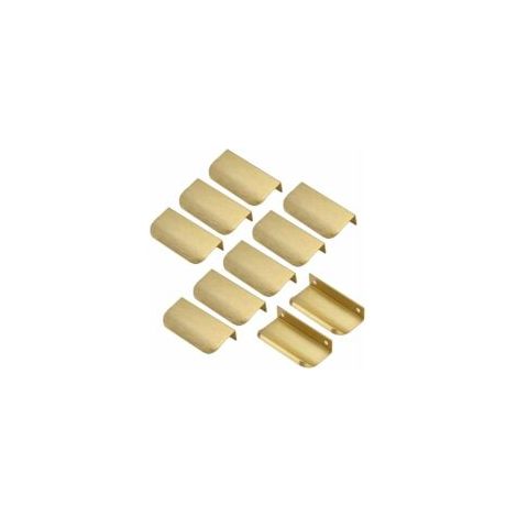 Tirador invisible dorado, juego de 10 piezas, tirador dorado para muebles, tirador invisible para muebles, espaciado entre orificios de 64 mm - Crezuo