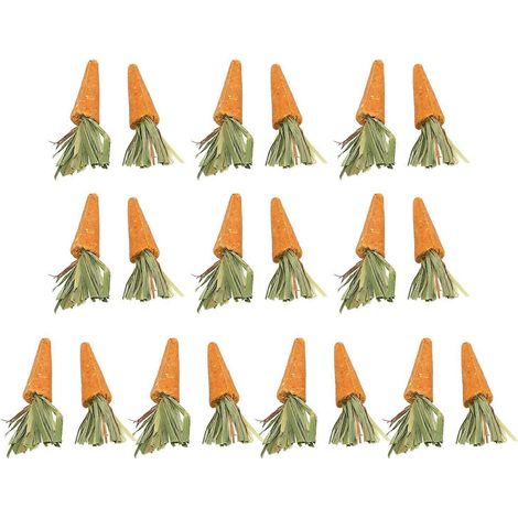 20 jouets à mâcher décoratifs en fibre brute en forme de carotte pour hamsters, destinés aux petits animaux. (1/3)