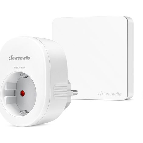 DEWENWILS Funksteckdose mit Fernbedienung 3680W 30M Reichweite Plug-In Ein/Aus Funk-Wandschalter Weiß