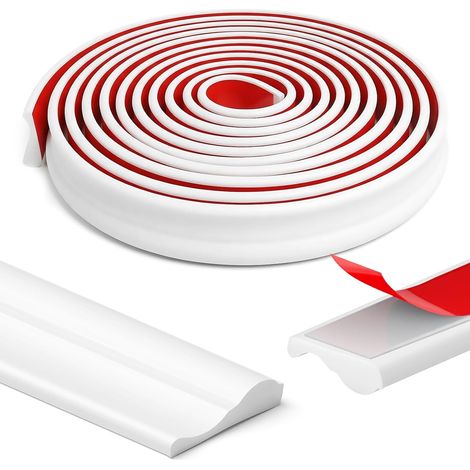 7m x 40mm Moulure Murale a Coller, Blanc Moulure Murale Adhesive  Moulures Décoratives Autocollantes, Flexible Moulure Adhesive, pour Décoration, Protection Murale, Bords d'Armoire (1/5)