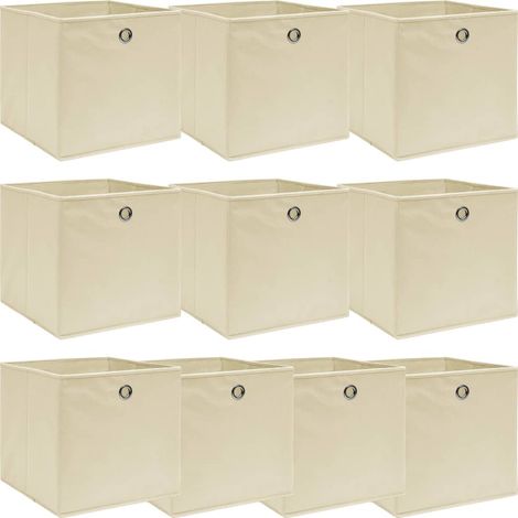 Boîtes de rangement 10 pcs Crème 32x32x32 cm Tissu - The Living Store (1/5)